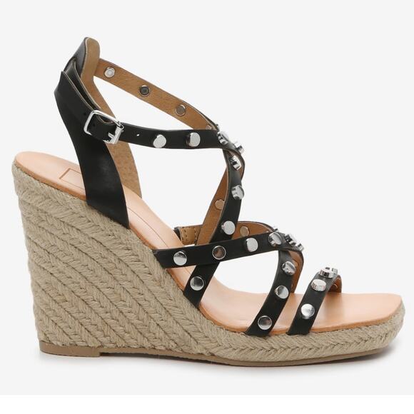 NEW Dolce Vita Maxon Espadrille Wedge Sandal Black Studded Womens Size  8.5 - Picture 5 of 10